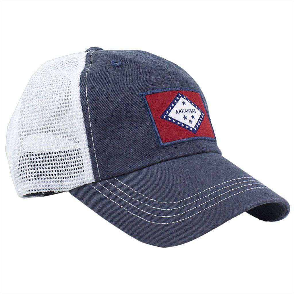 Arkansas Flag Trucker Hat in Navy by State Traditions - Country Club Prep