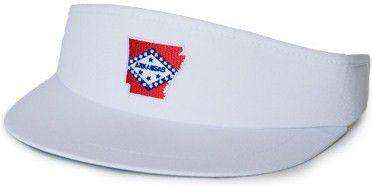 Arkansas Traditional Golf Visor in White by State Traditions - Country Club Prep