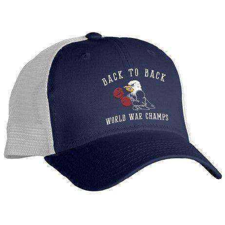 Back to Back World War Champs -Eagle Edition- Mesh Hat in Navy by Rowdy Gentleman - Country Club Prep