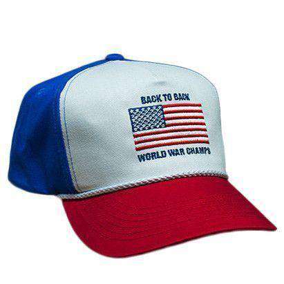 Back to Back World War Champs Rope Hat in Red, White and Blue by Rowdy Gentleman - Country Club Prep
