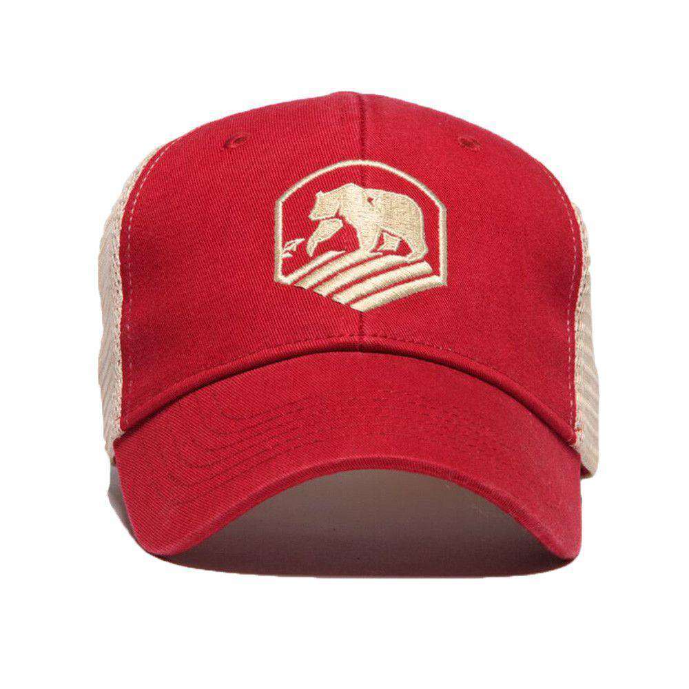 Bear Crest Activewear Trucker Hat in Red by The Normal Brand - Country Club Prep
