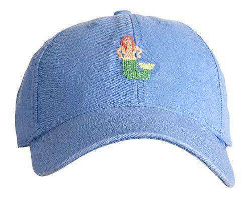 Blue Hat with Needlepoint Mermaid by Harding-Lane - Country Club Prep