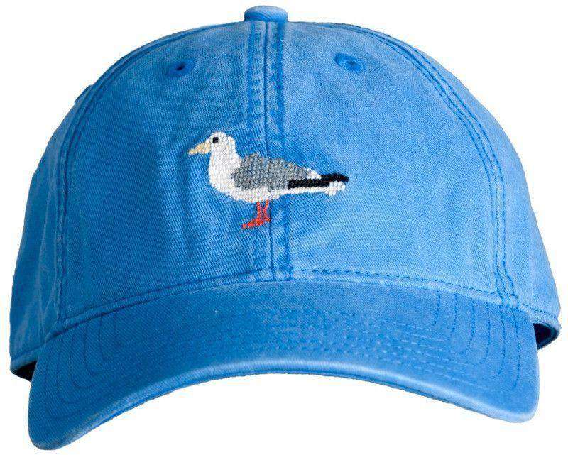 Blue Hat with Needlepoint Seagull by Harding-Lane - Country Club Prep