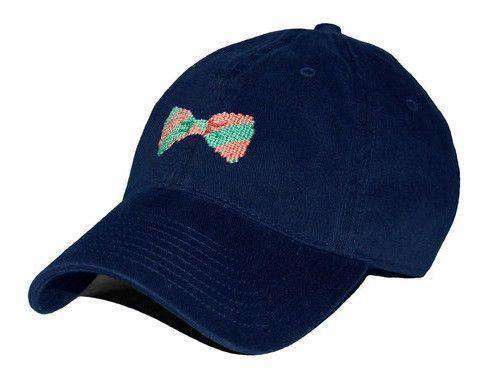 Bow Tie Needlepoint Hat in Navy by Smathers & Branson - Country Club Prep