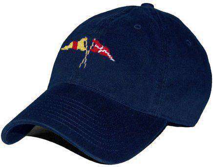 Burgees Needlepoint Hat in Navy by Smathers & Branson - Country Club Prep