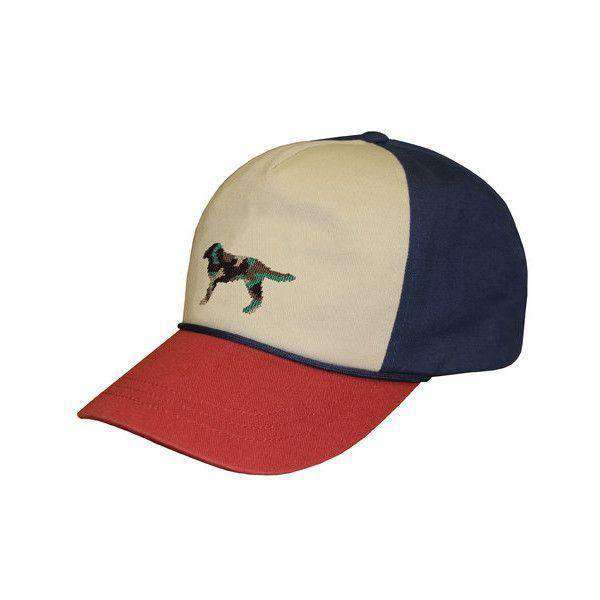 Camo Retriever Needlepoint Rope Snapback Hat in Stone, Rust and Navy by Smathers & Branson - Country Club Prep