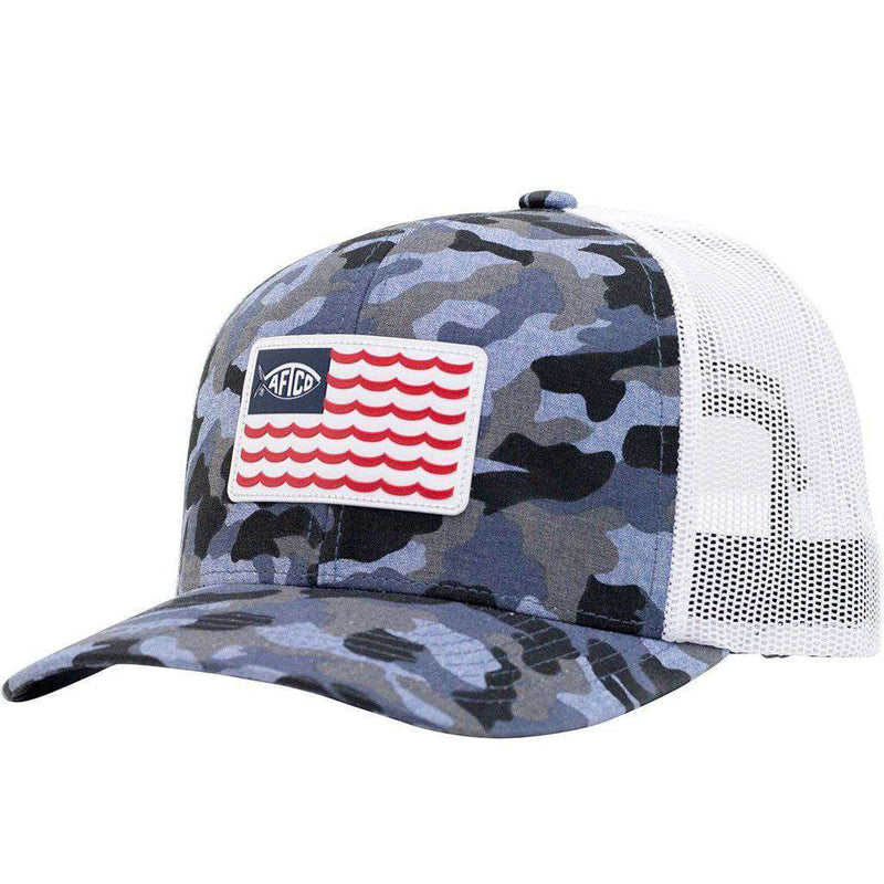 Canton Trucker Hat in Blue Camo by AFTCO - Country Club Prep