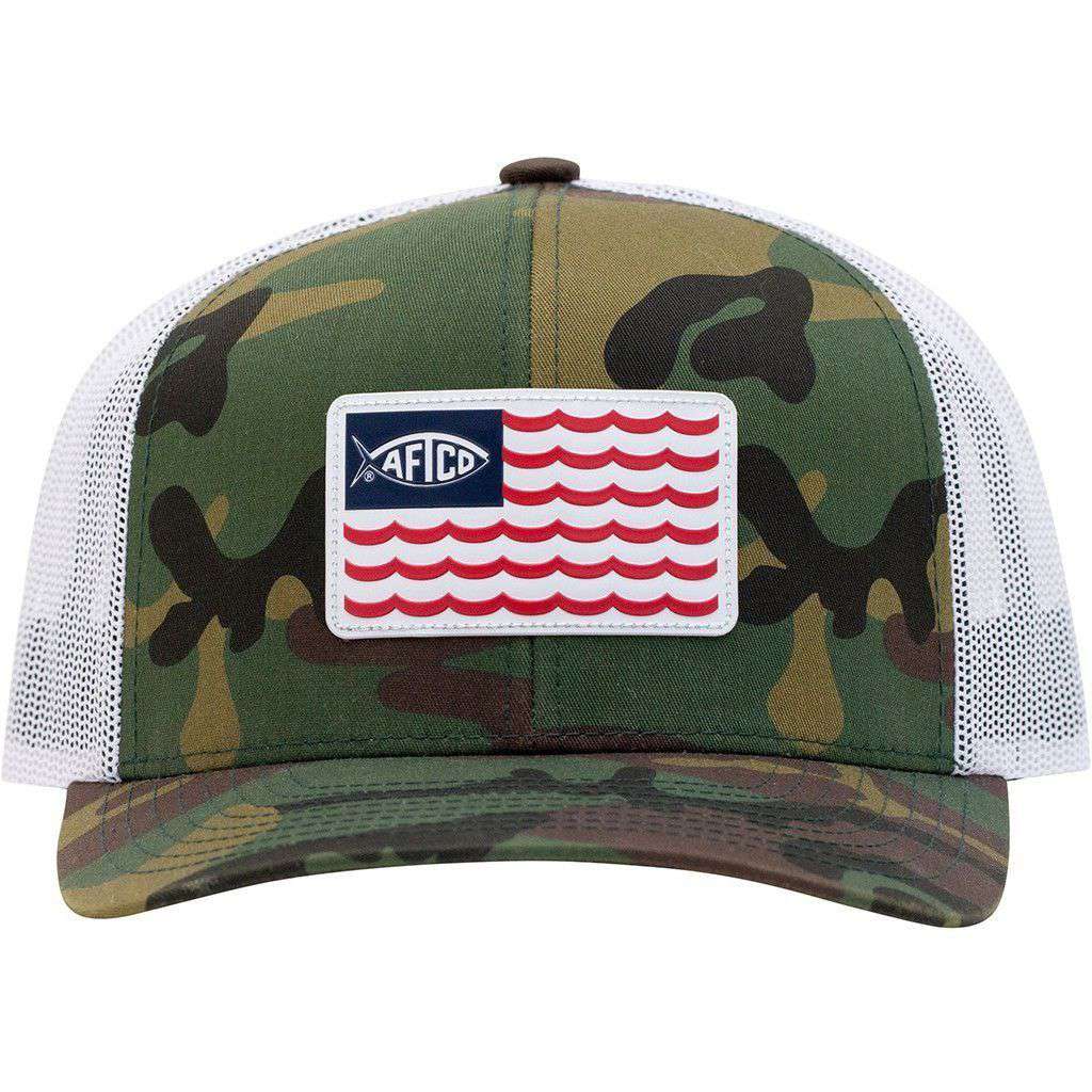 Canton Trucker Hat in Green Camo by AFTCO - Country Club Prep
