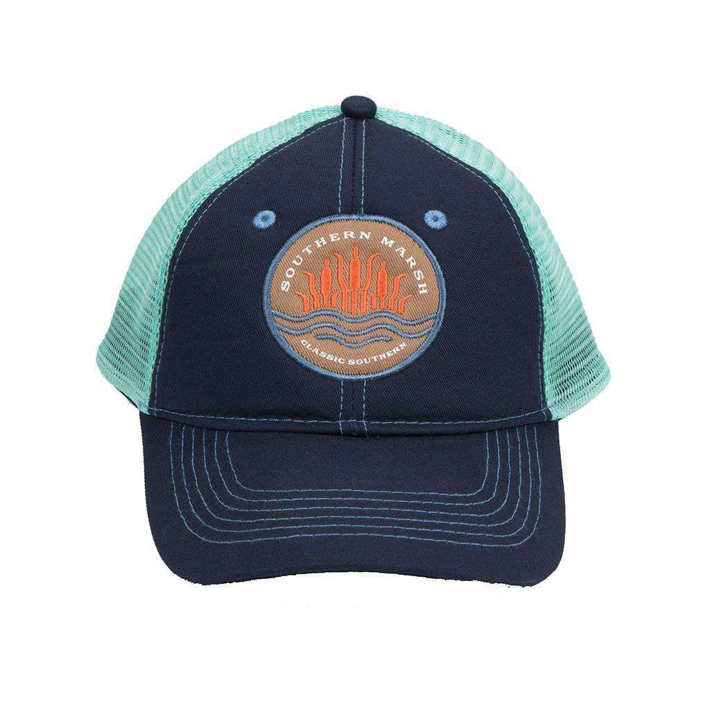 Cattail Trucker Hat in Navy by Southern Marsh - Country Club Prep