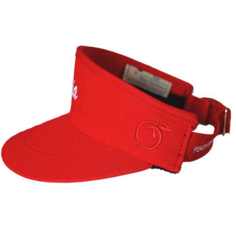 Classic Georgia Script Visor in Red by Peach State Pride - Country Club Prep