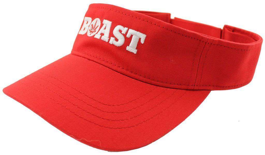 Classic Twill Boast Logo Visor in Red by Boast - Country Club Prep