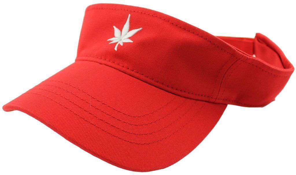 Classic Twill Leaf Logo Visor in Red by Boast - Country Club Prep