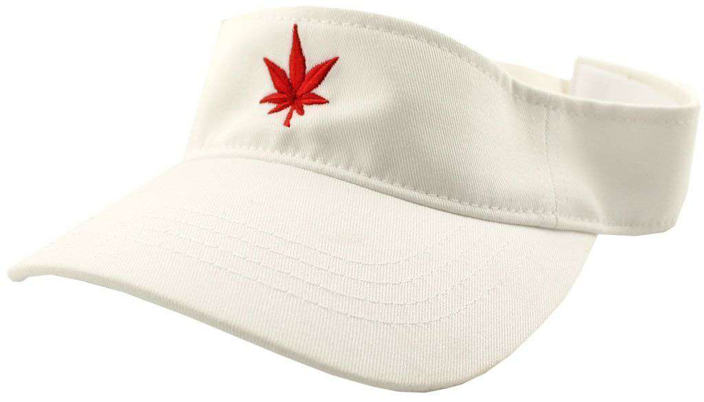 Classic Twill Leaf Logo Visor in White by Boast - Country Club Prep