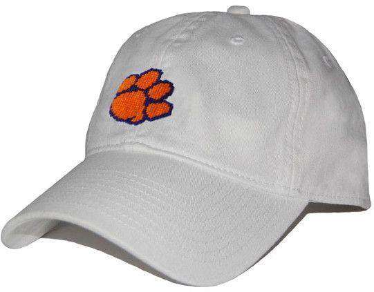Clemson University Needlepoint Hat in White by Smathers & Branson - Country Club Prep