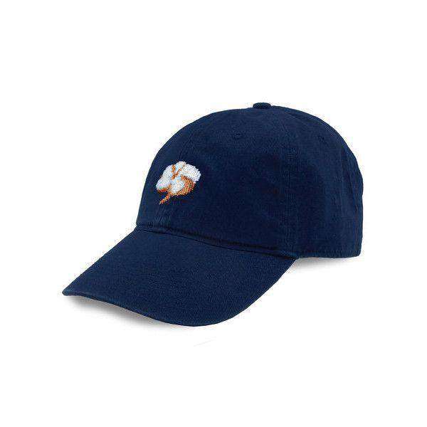 Cotton Boll Needlepoint Hat in Navy by Smathers & Branson - Country Club Prep