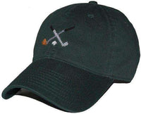 Crossed Golf Clubs Needlepoint Hat in Hunter Green by Smathers & Branson - Country Club Prep