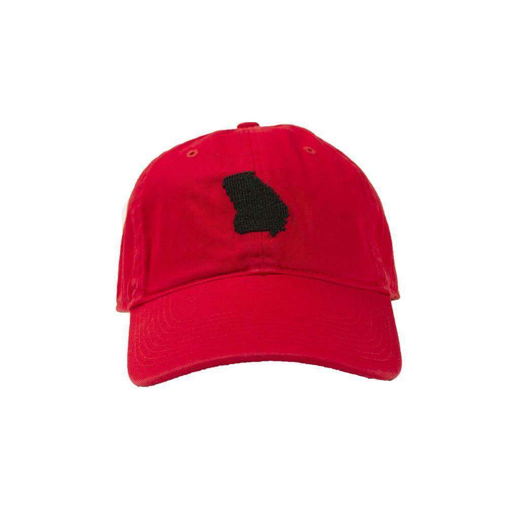 Custom Georgia Needlepoint Hat in Red by Smathers & Branson - Country Club Prep