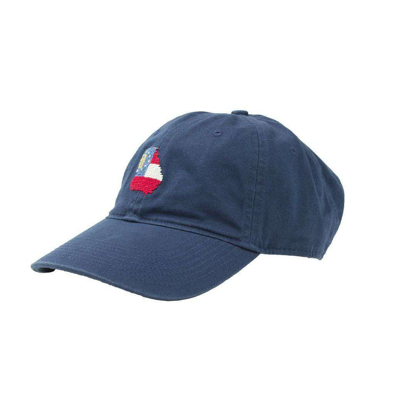 Custom Georgia State Flag Needlepoint Hat in Navy by Smathers & Branson - Country Club Prep