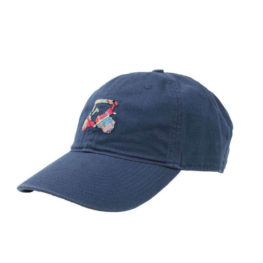Custom Madras Golf Cart Needlepoint Hat in Navy by Smathers & Branson - Country Club Prep