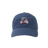 Custom Madras Golf Cart Needlepoint Hat in Navy by Smathers & Branson - Country Club Prep