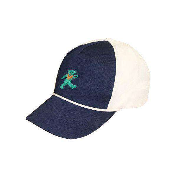 Dancing Bear Needlepoint Rope Snapback Hat in Navy and White by Smathers & Branson - Country Club Prep