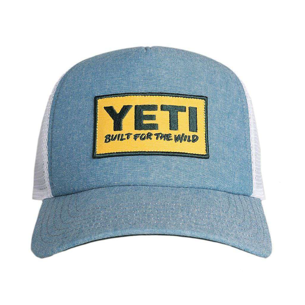 Deep Fit Foam Patch Trucker Hat in Chambray Blue by YETI - Country Club Prep