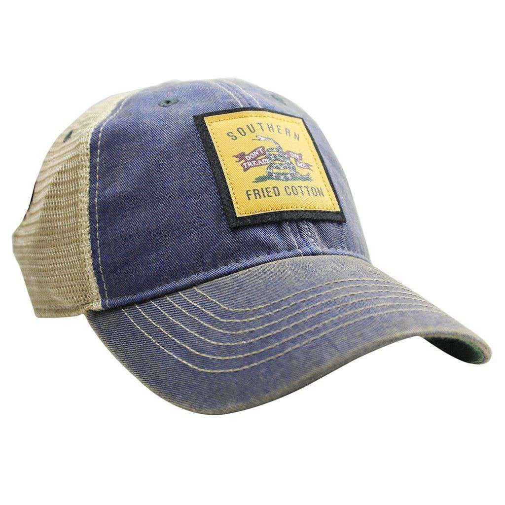 Don't Tread On Me Trucker Hat in Blue by Southern Fried Cotton - Country Club Prep