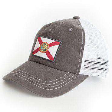 Florida Flag Trucker Hat in Charcoal by State Traditions - Country Club Prep