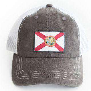 Florida Flag Trucker Hat in Charcoal by State Traditions - Country Club Prep