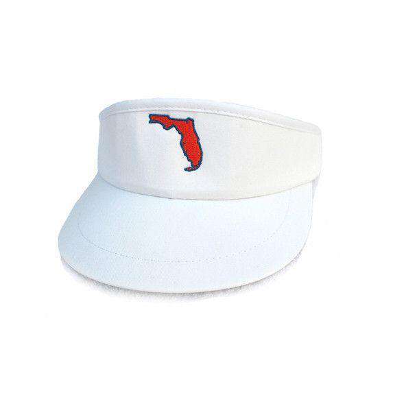 Florida Gainesville Gameday Golf Visor in White by State Traditions - Country Club Prep