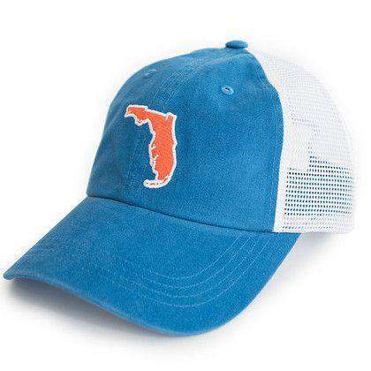 Florida Gainesville Gameday Trucker Hat in Blue by State Traditions - Country Club Prep