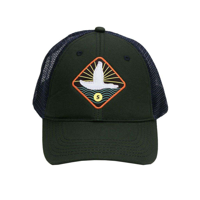 Flying Duck Trucker Hat in Dark Green by Southern Marsh - Country Club Prep
