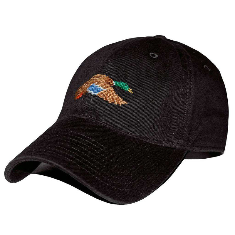 Flying Mallard Needlepoint Hat in Black by Smathers & Branson - Country Club Prep