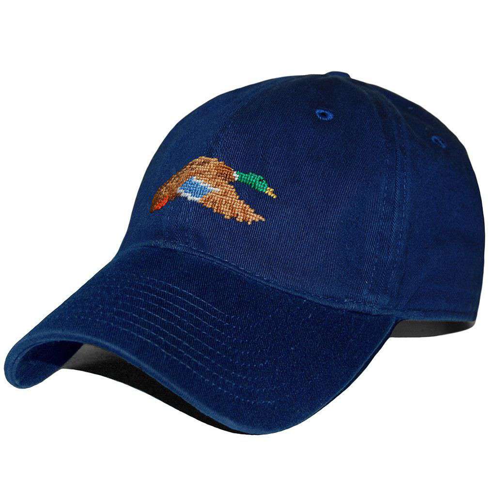 Flying Mallard Needlepoint Hat in Navy by Smathers & Branson - Country Club Prep