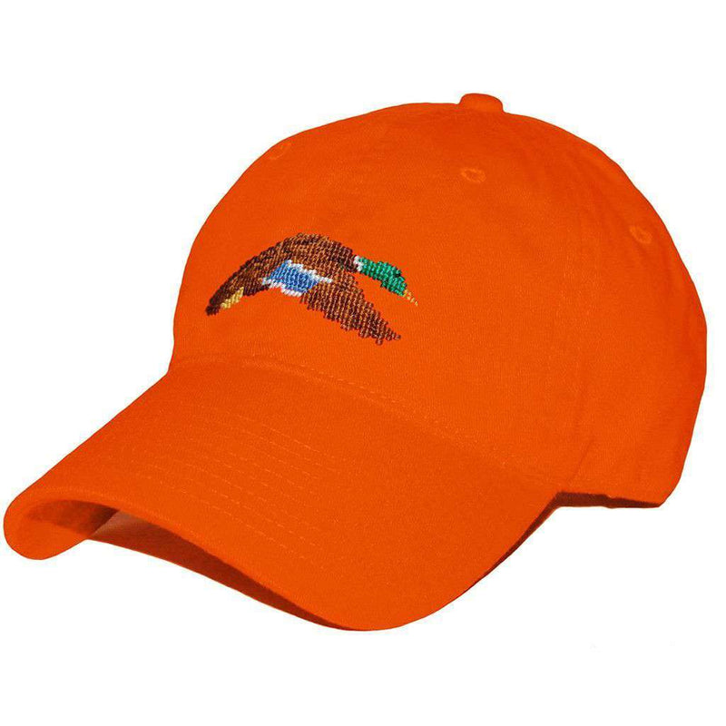 Flying Mallard Needlepoint Hat in Orange by Smathers & Branson - Country Club Prep