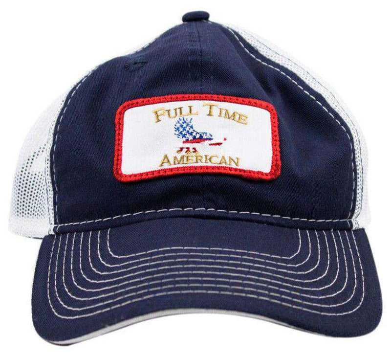 Full Time American MeshBack Trucker Hat in Navy by Full Time American - Country Club Prep