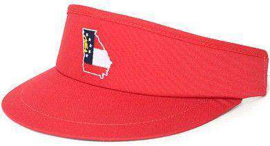 GA Traditional Golf Visor in Red by State Traditions - Country Club Prep