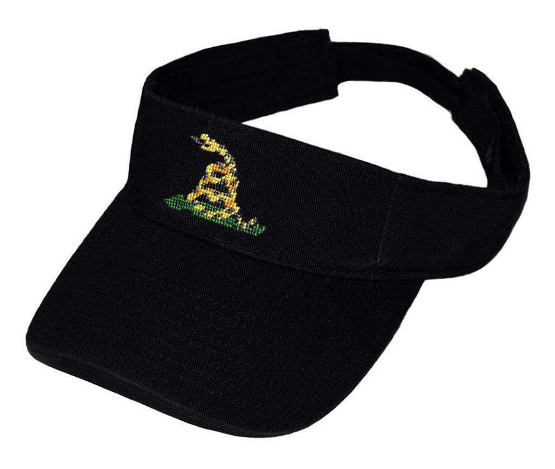 Gadsden Flag Needlepoint Visor in Black by Smathers & Branson - Country Club Prep
