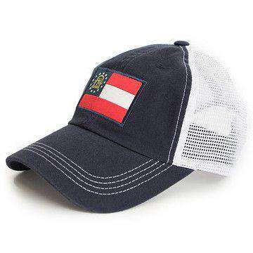 Georgia Flag Trucker Hat in Navy by State Traditions - Country Club Prep