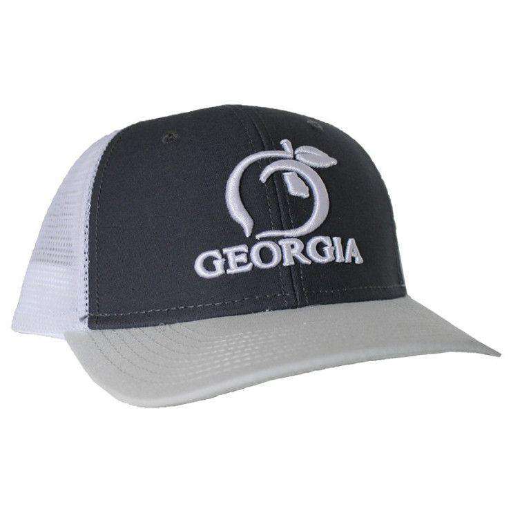 Georgia Mesh Back Hat in Grey & Ice Blue by Peach State Pride - Country Club Prep