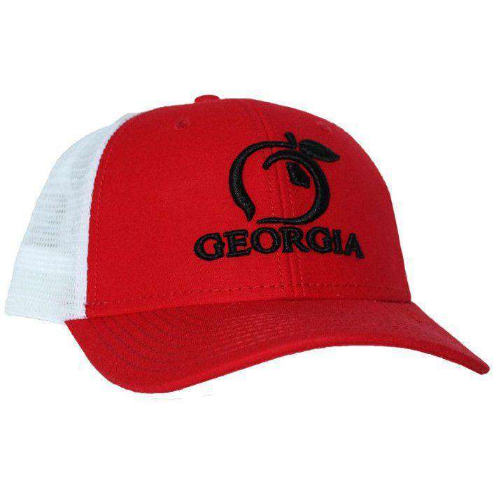 Georgia Mesh Back Hat in Red & White by Peach State Pride - Country Club Prep