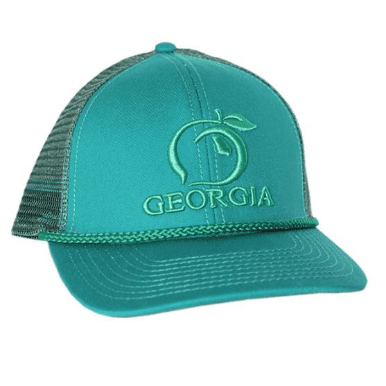 Peach State Pride Georgia Mesh Back Rope Hat in Emerald Green