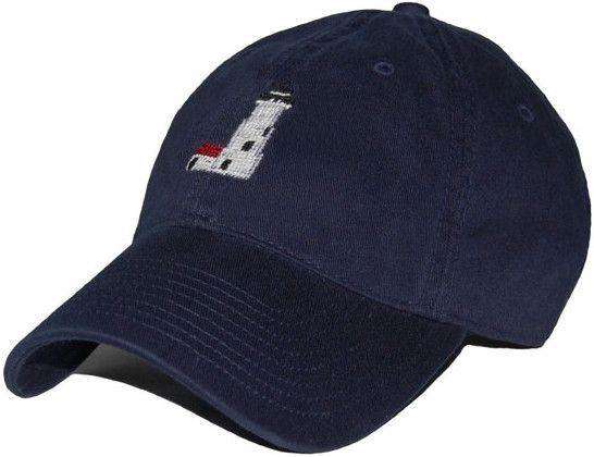 Great Point Lighthouse Needlepoint Hat in Navy by Smathers & Branson - Country Club Prep