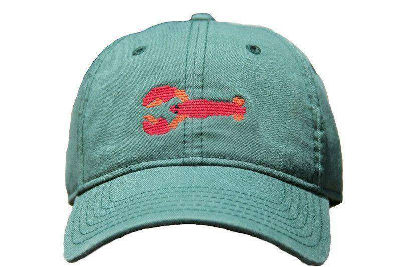Green Hat with Needlepoint Lobster by Harding-Lane - Country Club Prep
