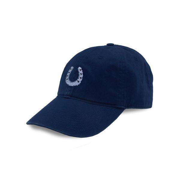 Horseshoe Needlepoint Hat in Navy by Smathers & Branson - Country Club Prep