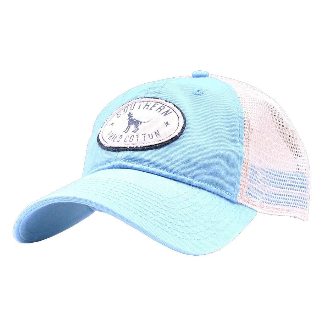 Howlin' at the Stars Trucker Hat in Light Blue by Southern Fried Cotton - Country Club Prep