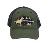 Hunting Dog Trucker Hat in Dark Olive by Southern Marsh - Country Club Prep