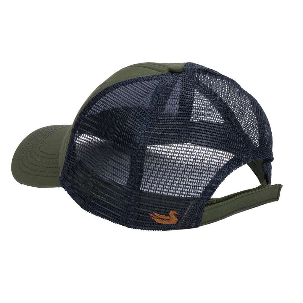 Hunting Dog Trucker Hat in Dark Olive by Southern Marsh - Country Club Prep