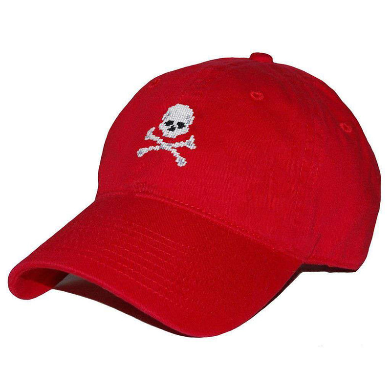 Jolly Roger Needlepoint Hat in Red by Smathers & Branson - Country Club Prep