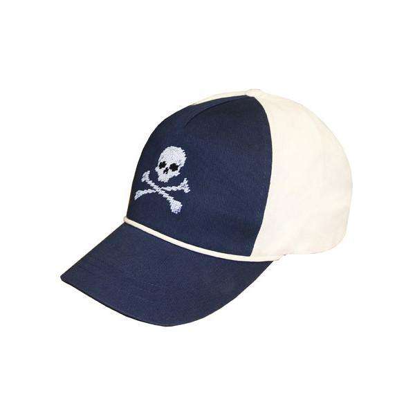 Jolly Roger Needlepoint Rope Snapback Hat in Navy and White by Smathers & Branson - Country Club Prep